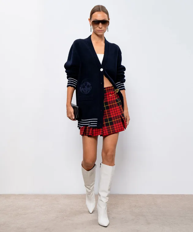 Alexander McQueen A red check skirt made of wool