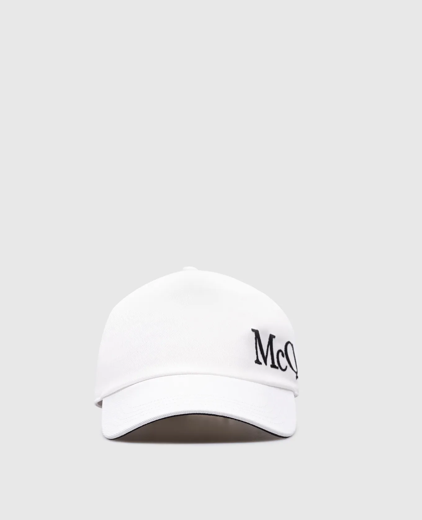 Alexander McQueen White cap with contrasting logo embroidery