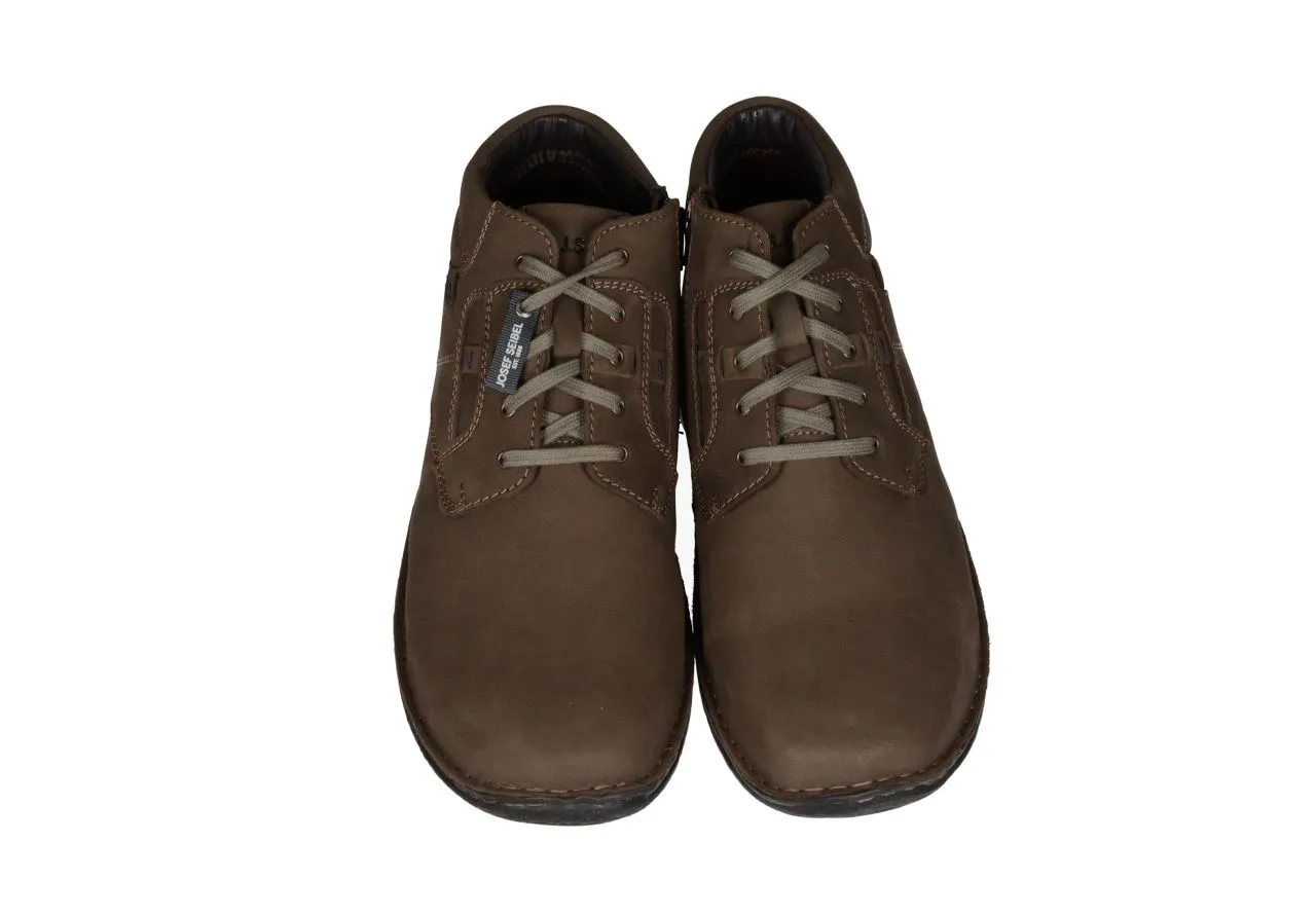 Bota Cremallera/cordon Piel Marron Piso Goma