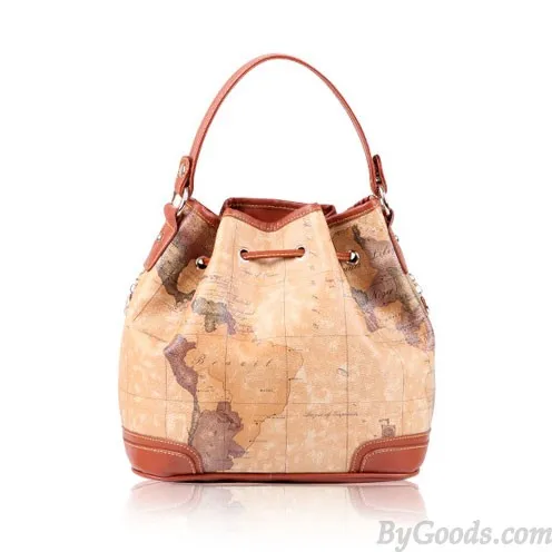 Casual Retro World Map Bucket Handbag Messenger Bag Shoulder Bag
