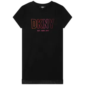 DKNY Vestido bimateria bordado