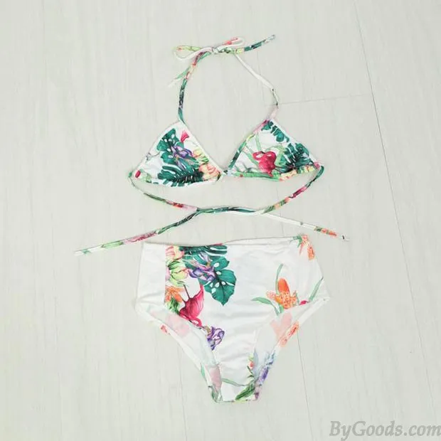 Flowers and Leaves Bikini Set Beach Swimwear Swimsuit Bathingsuit