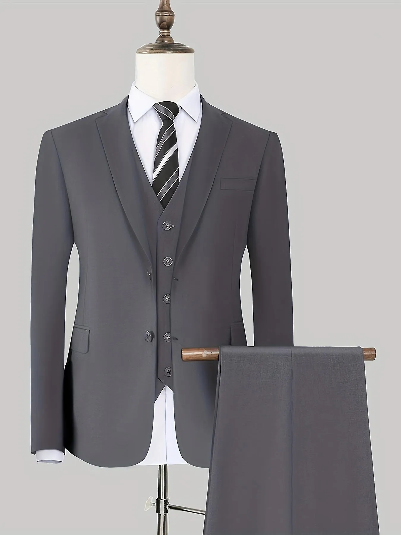 Formal 2pcs Set, Men's Two Button Suit Jacket & Dress Pants Suit Set For Business Dinner Wedding Party