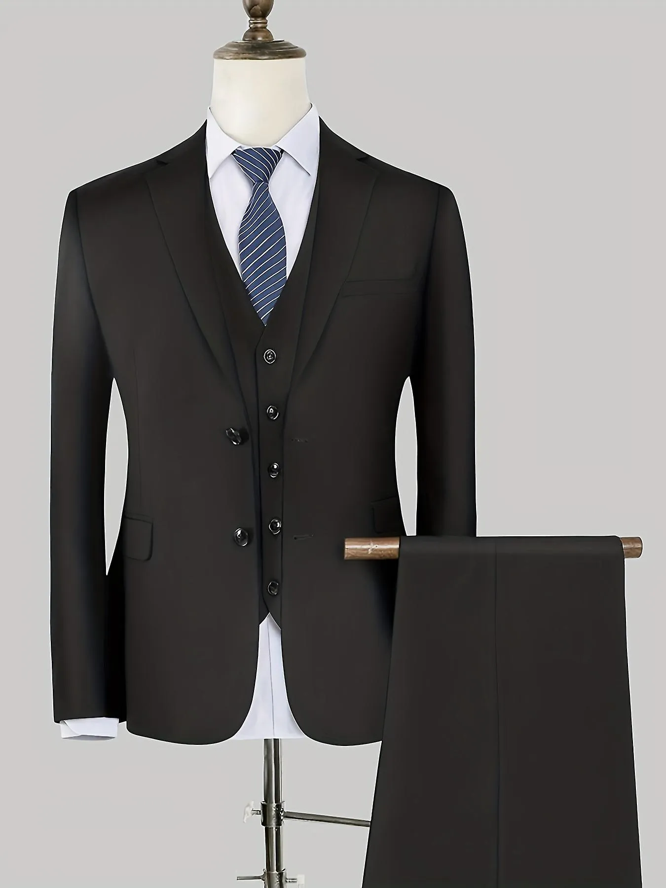 Formal 2pcs Set, Men's Two Button Suit Jacket & Dress Pants Suit Set For Business Dinner Wedding Party